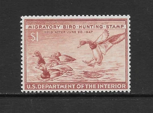 UNITED STATES SCOTT RW13 MNH F/VF - 1946 $1 RED BROWN - FEDERAL DUCK STAMP - Picture 1 of 2