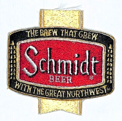 Parche de cerveza Schmidt Great Northwest Embr. Vintage 2 1/2" x 3 1/4" (#2) c1975-85 Foto 1 de 2