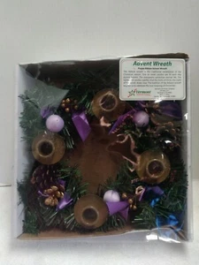 NEW*Vermont Christmas Company* Advent Wreath*Purple Ribbon*Candles Not Included - Picture 1 of 10
