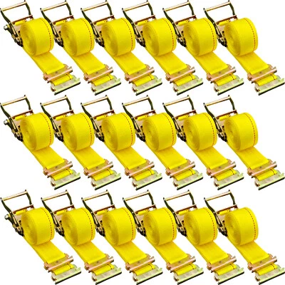 E-Track Ratchet Straps 18-Pack 2" x 15' Tie-Down Kit Cargo Van Truck Trailer