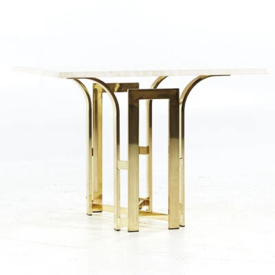 Mesa auxiliar Henredon Mid Century de latón y travertino Foto 1 de 4