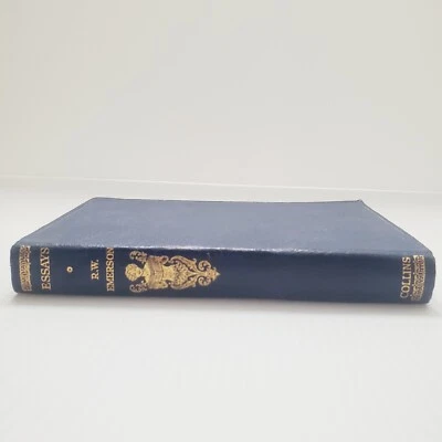 Antique Classic Essays of Ralph Waldo Emerson Vintage Book Leather Gold Pocket Foto 1 de 4
