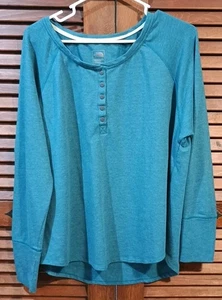 The North Face Blue Button Front Henley Shirt Womens Long Sleeve Size XL - Picture 1 of 9