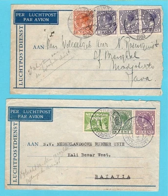 NETHERLANDS 2 air covers 1930 Groningen, Amsterdam to Dutch East Indies - Image 1 of 2