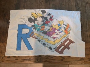 Retro Disney Mickey Goofy Vintage 90s Alphabet Standard Pillow Case Initials - Picture 1 of 4
