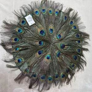 NEW Z Gallerie Retired Peacock Feather Green Circle Place Mat - Picture 1 of 6