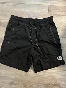 American Eagle Shorts Mens Small Nylon Jogger Drawstring Pockets Black New - Picture 1 of 8