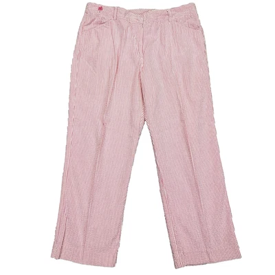 Vtg Lilly Pulitzer Capri Pants Womens 12 Seersucker Pink Wht Stripe Stretch Crop - Image 1 of 4