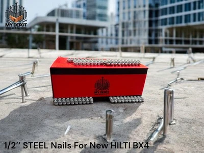 FOR NEW HILTI BX4 1000x 1/2’’ STEEL Nails for Hilti BX4 -For HILTI BX4 Nails for BEAM AND STEEL.