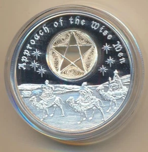Niue: 2016 QEII $2 1oz Silver Proof Filigree Approach of the Wise Man - Bild 1 von 2