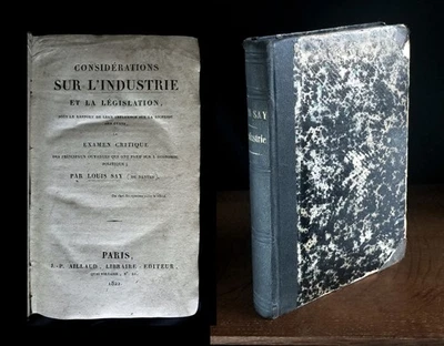 Say : Considérations Sur l'industrie et la Legislation…,  1822 1st. - Image 1 of 4
