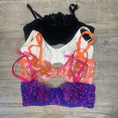 Fenty Wacoal Olga Paquete 4 Variedad Sujetadores Con Aros Encaje Sin Forro Arcos 36 D Foto 1 de 4