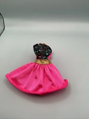 Muñeca Barbie Vestido Genuino MATTEL Ropa Fiesta Vestido Rosa Negro Foto 1 de 3