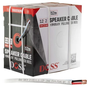 DOSS 152M 12Awg 2Core Speaker Cable 500Ft Roll Lszh Reelex White/B - Picture 1 of 1