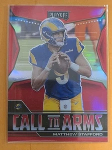 2021 Panini Playoff Matt Stafford Call To Arms Red #CA-MST Los Angeles Rams - Bild 1 von 2