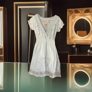 Vestido Aventura Mujer Mediano Manga Corta Boho Floral Bordado Algodón Orgánico - Imagen 1 de 10