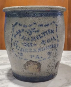 MUY RARO MEDIADOS DEL SIGLO XIX HAMILTON GREENSBORO PA 2 GALONES SHIELD CROCK - Imagen 1 de 20