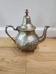 Antique Arabian Bronze & Silver Plate Tea Pot - Picture 1 of 7