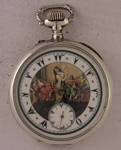 Orologio revisionato 140 anni quadrante erotico orientale RIPETI UN TOUL ARGENTO 1880 - Foto 1 di 4