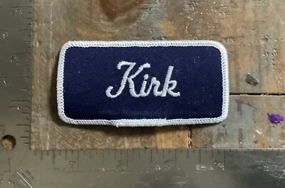 Camisa de trabajo vintage KIRK con etiqueta con nombre uniforme de trabajo parche bordado para planchar Foto 1 de 2