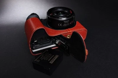 Genuine real Leather Half Camera Case bag cover for Panasonic G7 Bottom Open  - Image 1 of 4