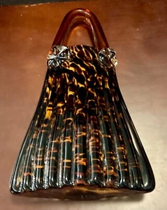 1970’s Vintage Murano Vincenzo Large Glass Tortoise Purse Vase Italy EUC 11x7x4” - Picture 1 of 7