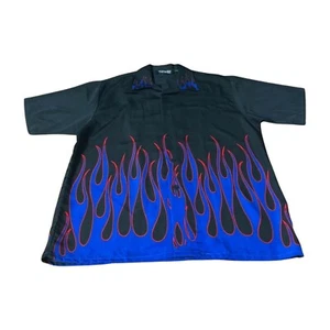 Dragonfly Clothing Company Button Down Flame Jam Short Sleeve Men Shirt Sz L - Picture 1 of 6