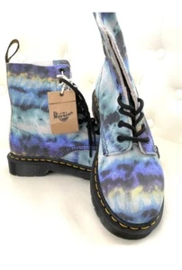 Doc Martens Womans Size US 6 Pascal Blue Tumbled Tie Dye Combat Boots New 1460 - Picture 1 of 6