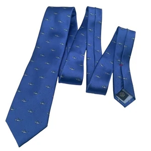 100% Silk Men's Blue Shark Tie Necktie Tommy Hilfiger Fishing Ocean 58" - Picture 1 of 6