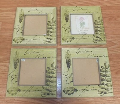 Juego de 4 marcos de fotos de escena de naturaleza verde estilo madera 3 1/2" X 3 1/2"  Foto 1 de 4