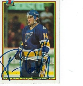 PAUL CAVALLINI FIRMADO 1990 BOWMAN #22 - ST. LOUIS BLUES - Imagen 1 de 1