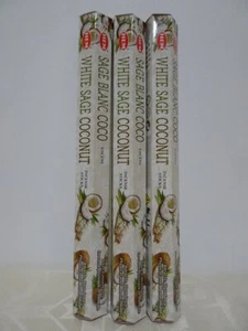 White Sage Coconut Incense Sticks ~ 3 Packs x 20 Sticks HEM Hex 60 Sticks - Picture 1 of 1