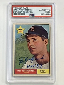 CARL YASTRZEMSKI 1961 Topps #287 Boston Red Sox HOF Auto Signed PSA DNA - Picture 1 of 2
