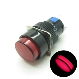 Interruptor pulsador momentáneo redondo 5 × rojo 16 mm con luz LED DC24V SIN NC - Imagen 1 de 9