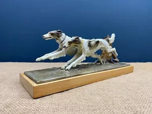 AUSTRAIN COLD PAINTED METAL BORZOI RUNNING DOGS HOUNDS MATCH LIGHTER STRIKER - Picture 1 of 15