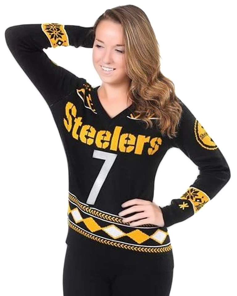 Klew NFL Women's Pittsburgh Steelers Le'Veon Bell #26 Big Logo Glitter Sweater - Image 1 of 1