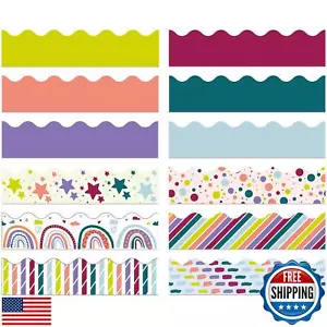 240 Pcs 236ft Holiday Bulletin Board Borders Colorful Rainbow Scalloped Borde - Picture 1 of 5