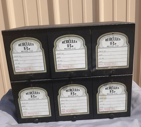 Hercules Pharmacy Antique Metal Black Record File Apothecary Drugstore 15129" #1 Cover