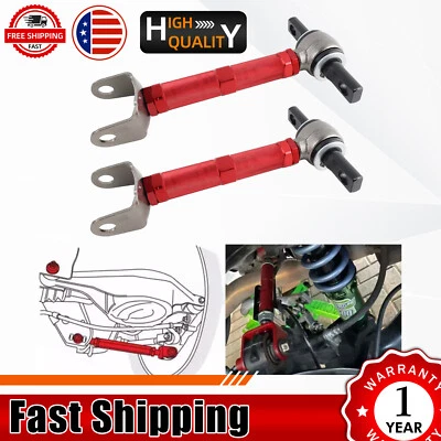 2x Brazo de inclinación de control trasero ajustable rojo para 01-05 Honda Civic 02-06 Acura RSX Foto 1 de 4