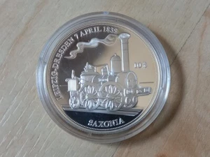 Nauru 10 Dollars 2010 Saxonia 925er Silber Polierte Platte Eisenbahn Lokomotive - Bild 1 von 2