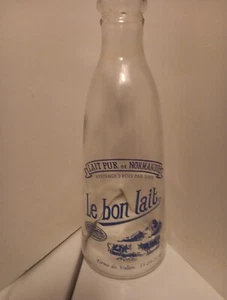 French Lait Pur de Normandie Le bon Lait Milk Bottle Vintage Glass Bottle - Picture 1 of 3