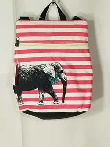 Primrose Hill London Kids Backpack Elephant Pink & White Stripped NWT - Picture 1 of 2