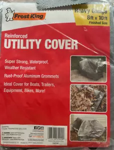 Frost King Reinforced Utility Cover / Tarp (Gray, 8 ft by 10 ft) NEW - SEALED - Picture 1 of 6