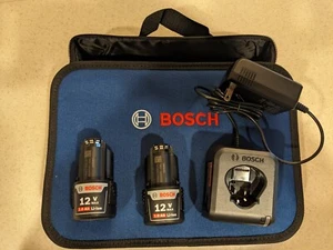 2 Unused Bosch 12v Batteries with charger and case - Picture 1 of 3