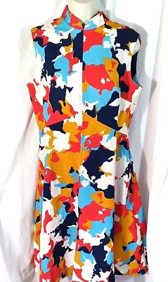 Винтажный 1960-х годов моды цветок питания GoGo платье цветной полиэстер Sz M - Изображение 1 из 4