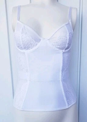 Lencería Coquette Blanco Bustier Talla Pequeña Novia 7118 Corsé Encaje Ligas NUEVO  Foto 1 de 4