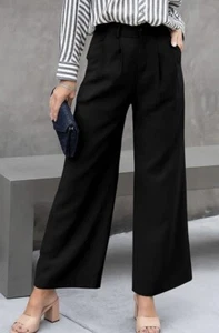 NWT Women’s High Waisted Black Palazzo Pants, Sz Large - Picture 1 of 11