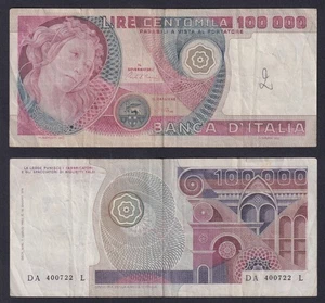 Banconota Italia 100000 lire Botticelli 1980 P.-108b BB/VF - Picture 1 of 1