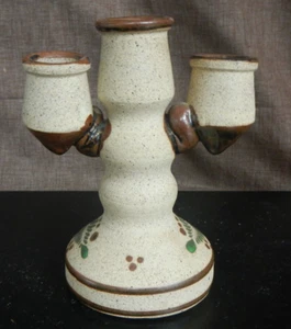 Mexikanische Kunst - 3 konische Kerzenständer signiert Keramik, Blumenglasur GUC - Bild 1 von 9