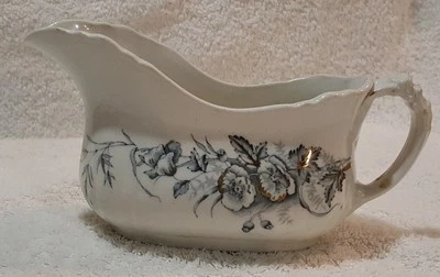 Lovely Imperial Vintage Gravy Boat White W/ Blue Flowers - image 1 of 4